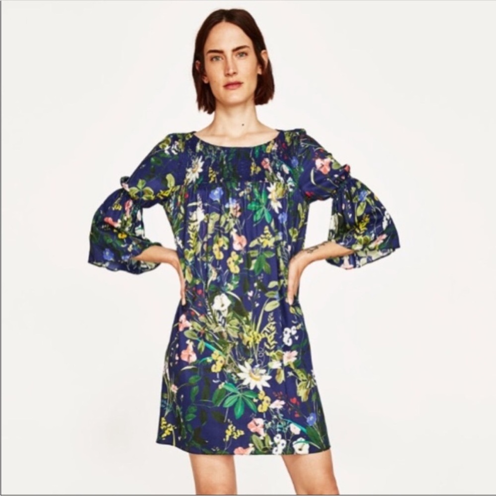 ZARA - Blue Floral Mini Dress size M